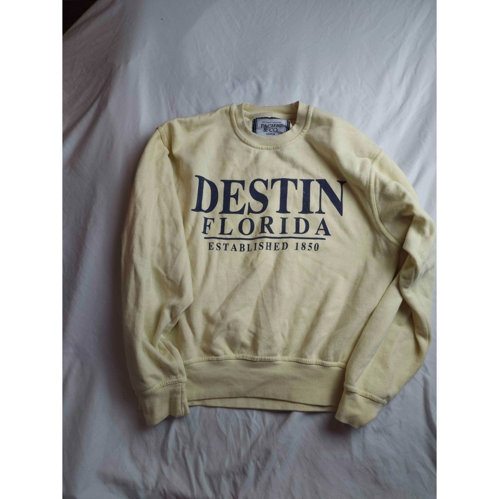 Pacific & Co. Destin‎ Florida Sweatshirt Womens Medium Yellow Fleece Pullover